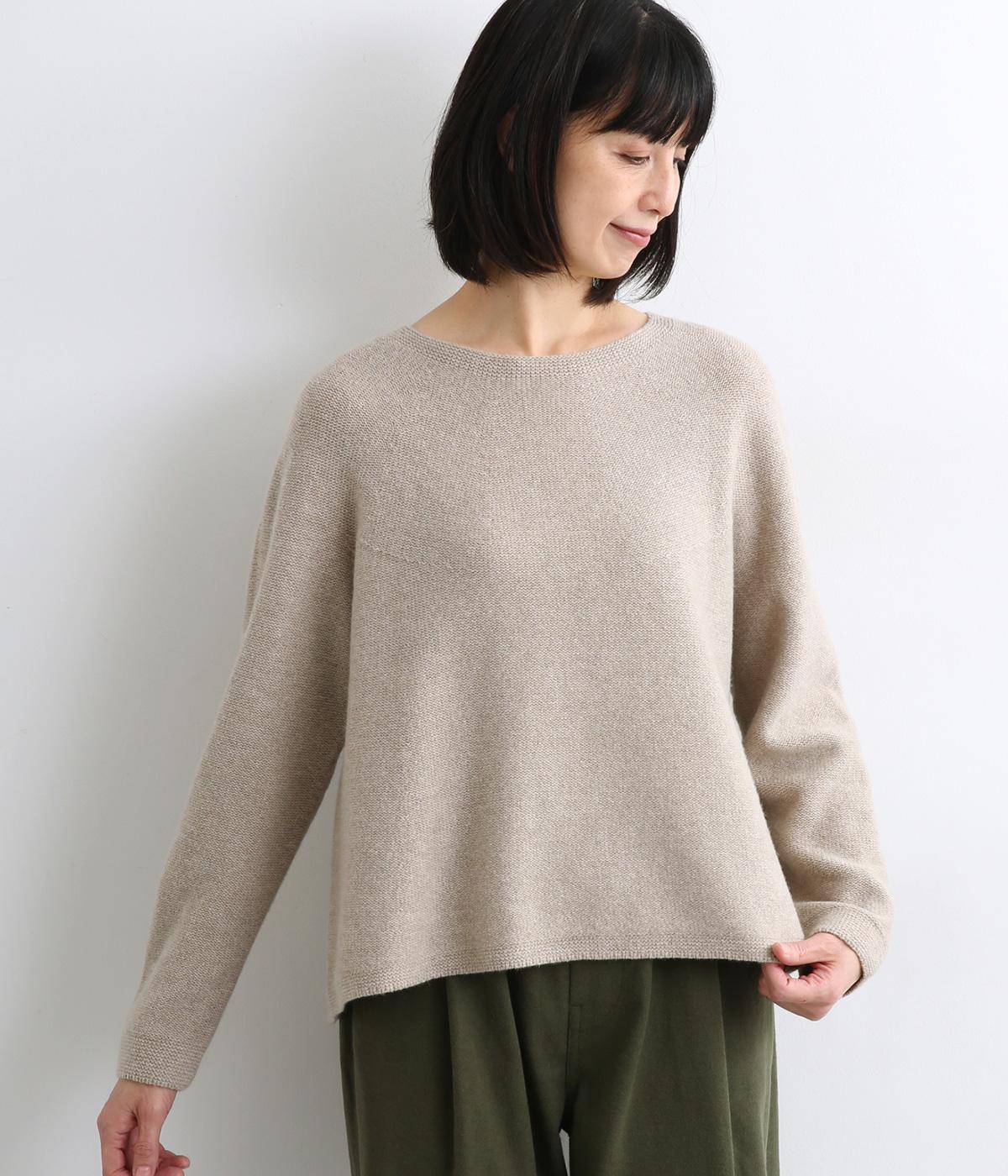ホールガーメント　ウール丸襟プルオーバー(ライトベージュ-0)