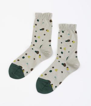 コットン　オリジナル柄マメドットソックス(ライトグレー-ONESIZE)