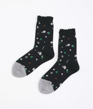 コットン　オリジナル柄マメドットソックス(ネイビー-ONESIZE)