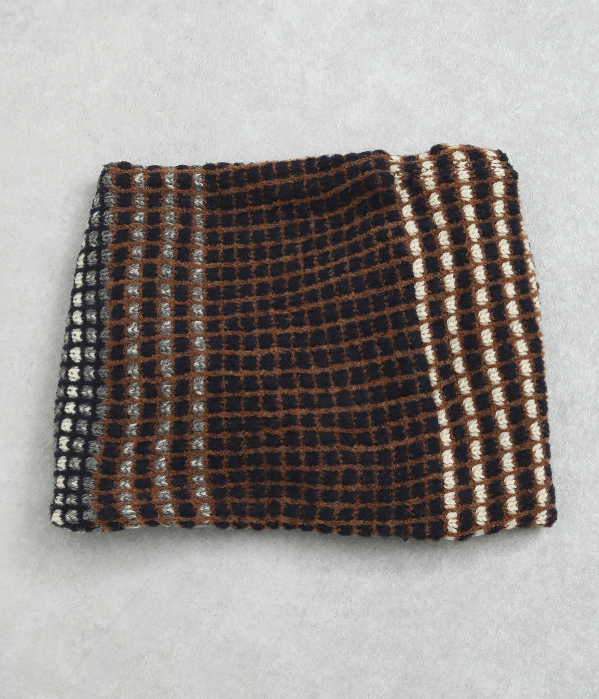 ニットジャカードニットスヌード(ネイビー-F)