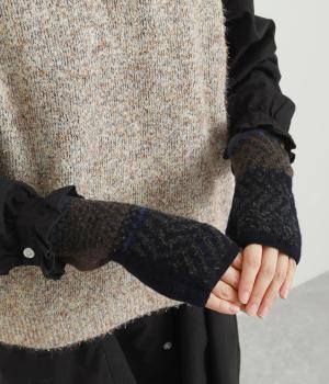 ブークレーニットジャカードアームウォーマー(ネイビー-0)