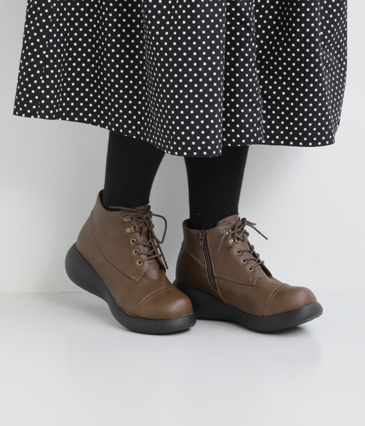 レースアップブーツ(ブラウン-S)