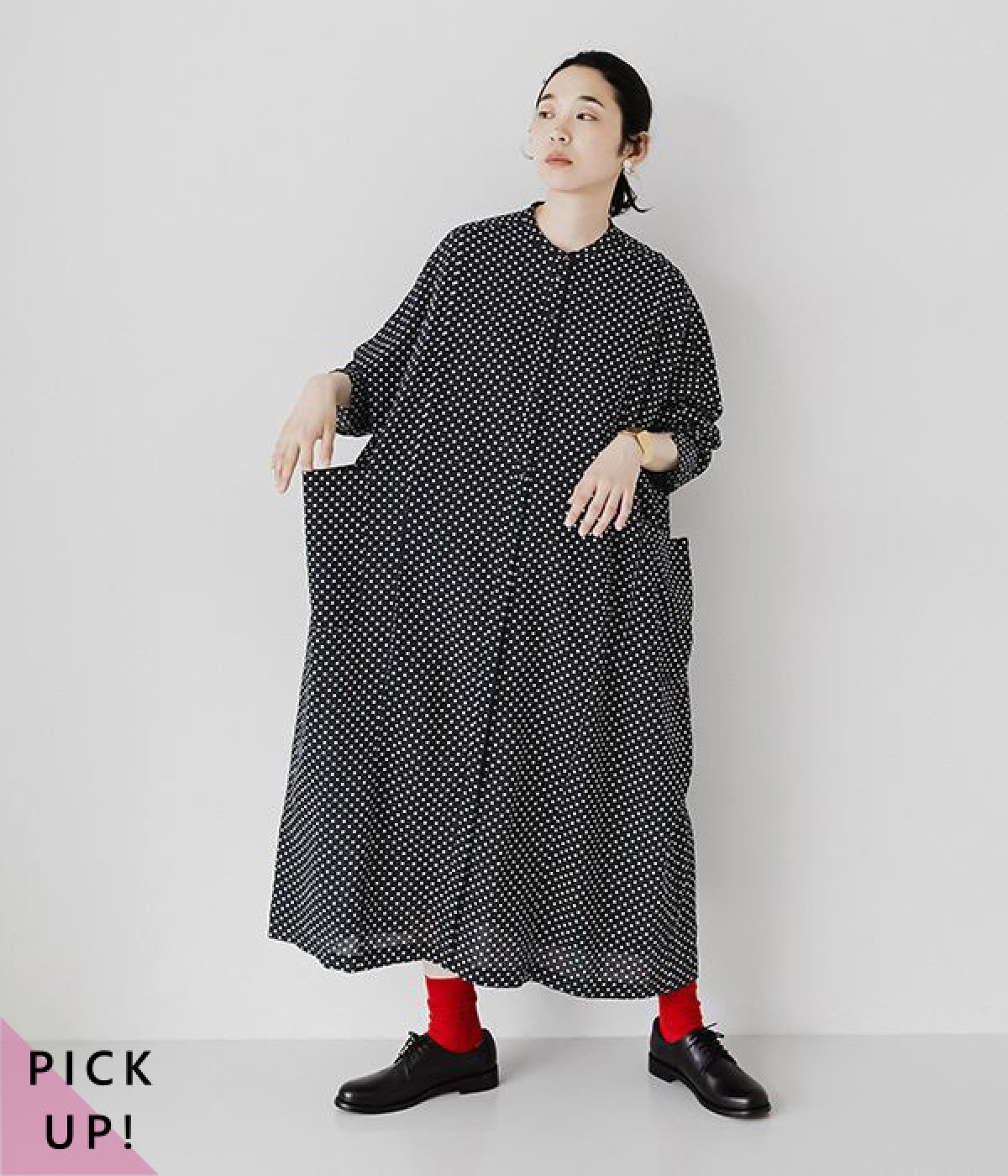 【ista-ire／ナチュラン別注】バンドカラービッグポケットワンピース 別注｜バンドカラービッグポケットワンピース（ista-ire）の商品詳細