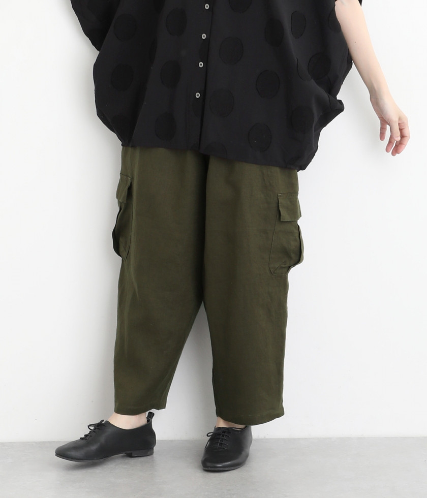 平織リネン　istaカーゴパンツ