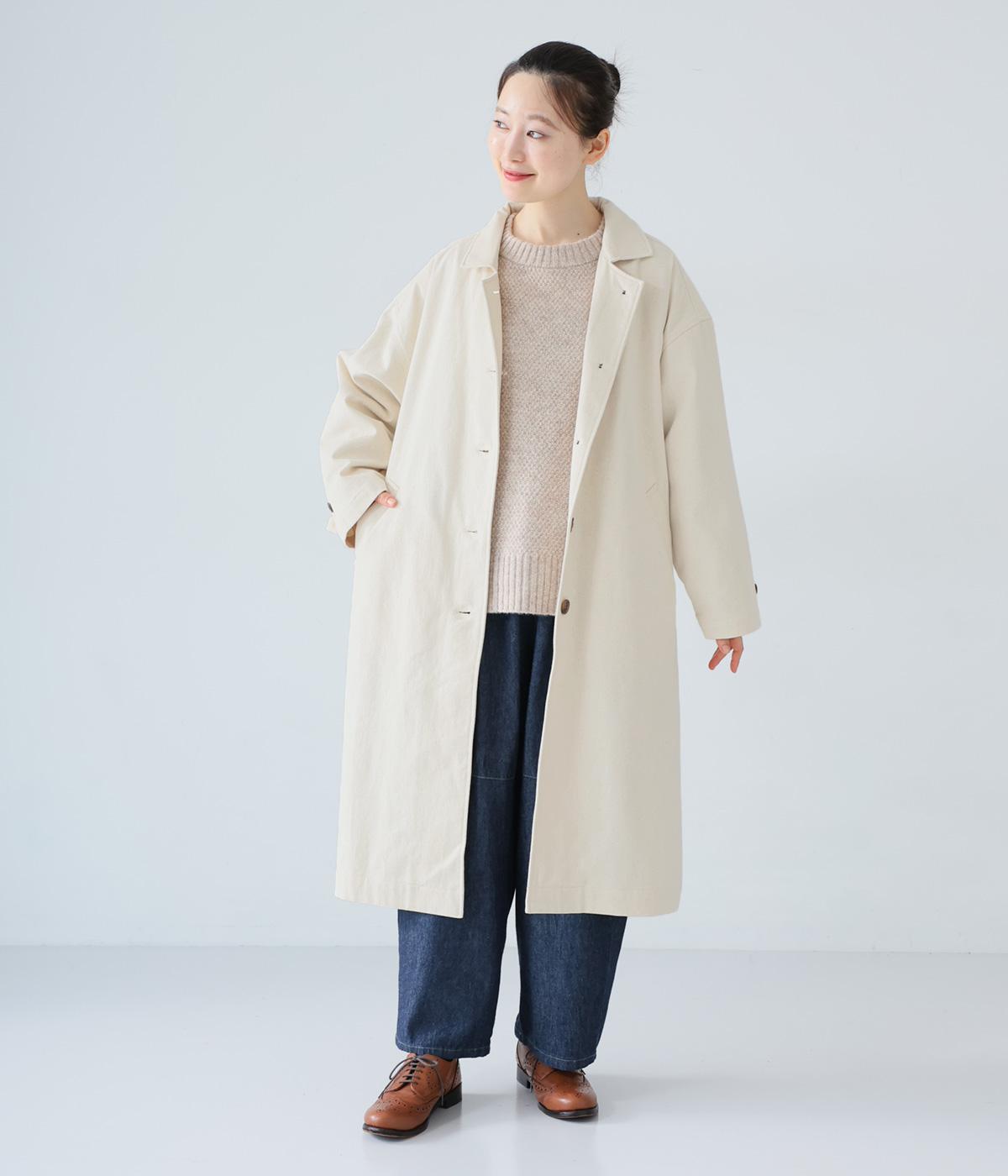 微起毛コットンツイルロングコート(ナチュラル-F)