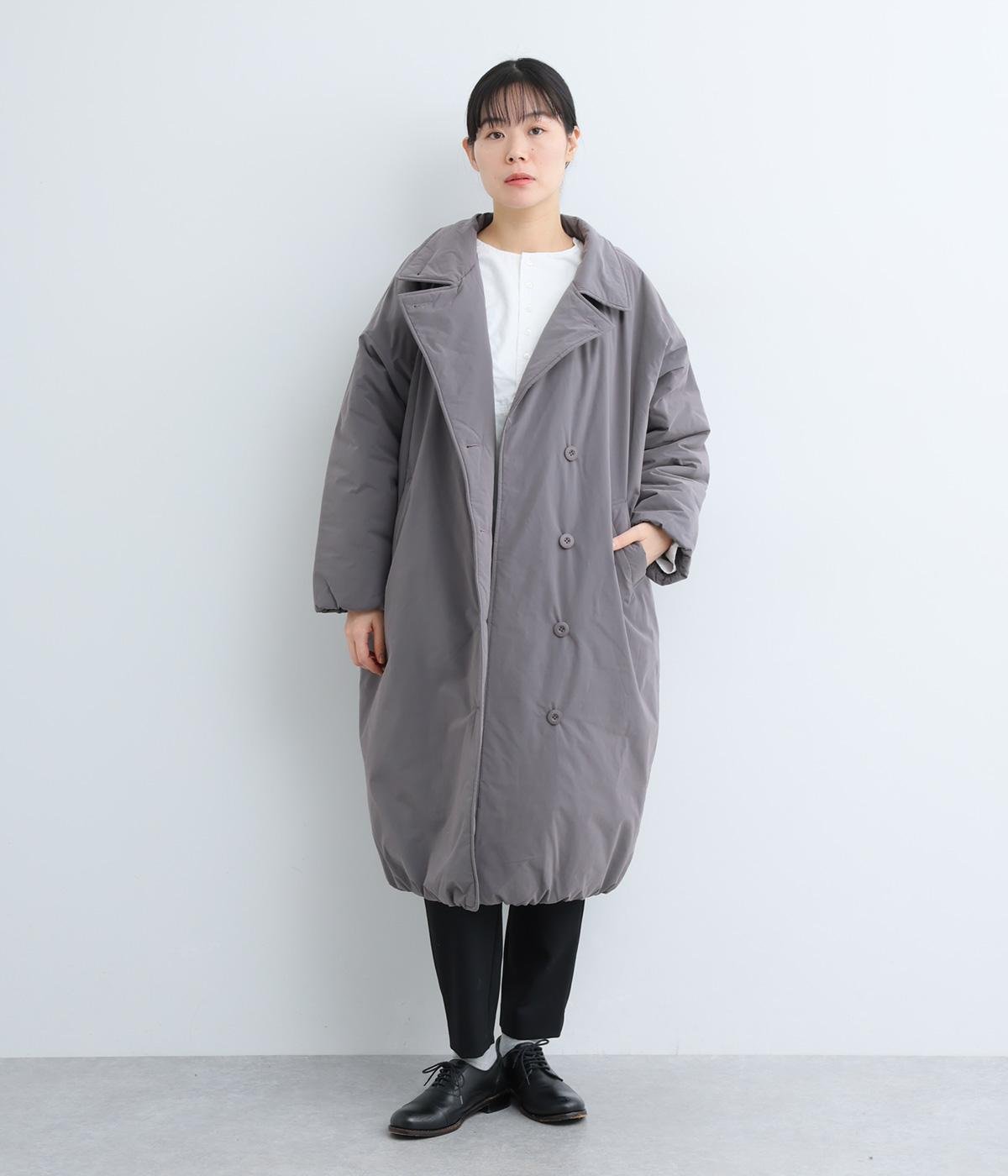 ピーチ起毛中綿3wayロングコート(グレー-F)