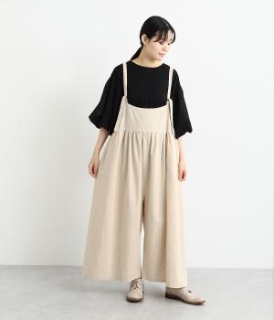 コットンリネンスラブサロペット