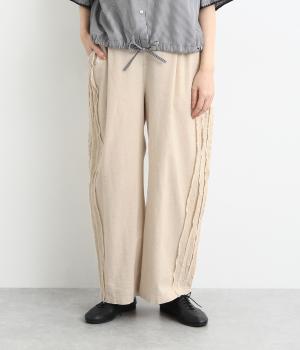 コットンリネンスラブサイドテープパンツ(ナチュラル-F)