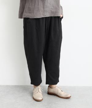 リネン調ポプリンオリーブ柄刺繍istaパンツ(ブラック-F)