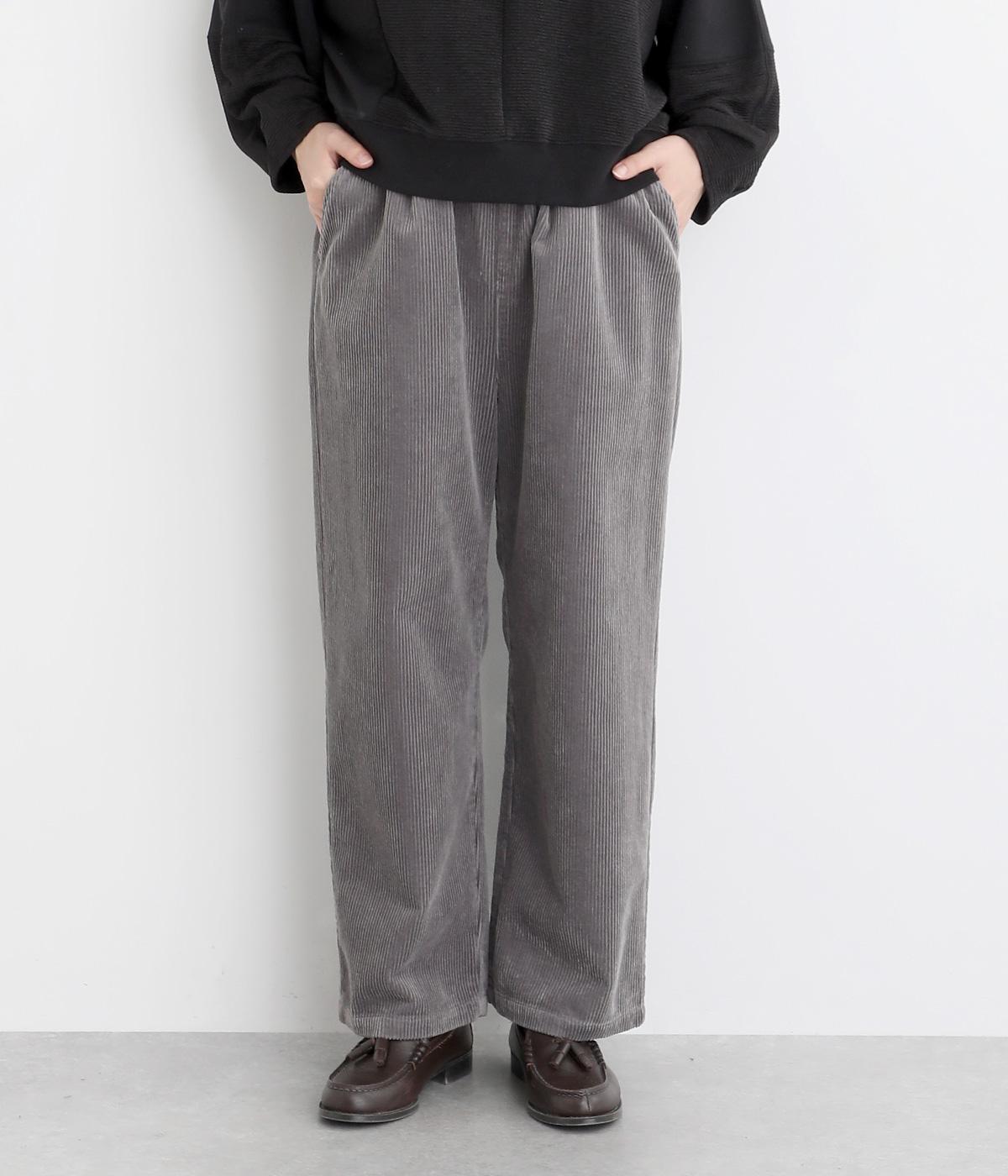 太畝コーデュロイワイドパンツ(グレー-F)