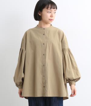 アンティーク調コットン　袖ピンタックブラウス