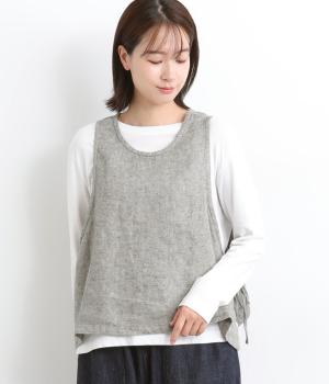 起毛リネン　2wayサイドリボンベスト