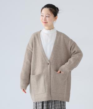 シェットランドウール1つ釦カーディガン