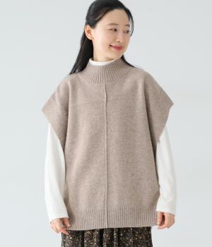 シェットランドウール　サイドオープンハイネックベスト