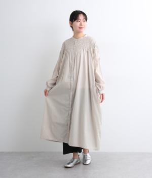 コットンローンシャーリングワンピース(ライトグレー-ONESIZE)