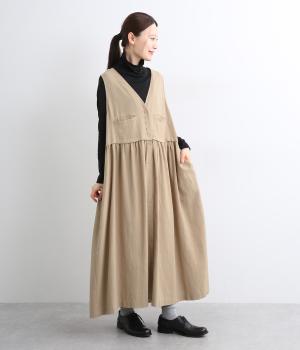 ラミーリネンコットンベストドッキングジャンパースカート