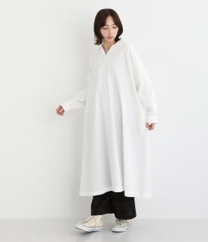 アンティーク調コットン　スキッパーワンピース(オフホワイト-F)