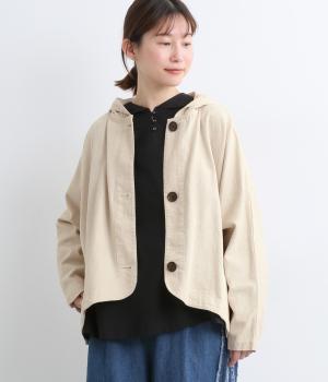 甘撚デニム フードバルーンジャケット