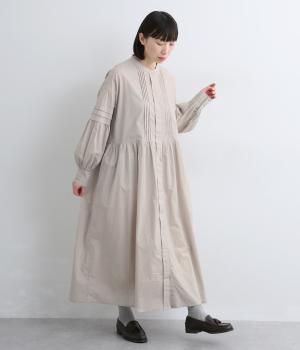 コットンローンピンタックワンピース(ライトグレー-F)