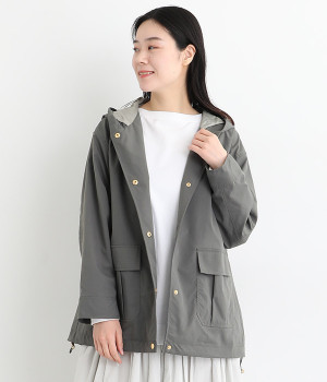 コットンタッチクロス フードブルゾン(チャコール-ONESIZE)