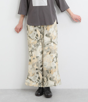 総柄プリント イージーパンツ(グレージュ-ONESIZE)