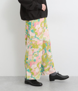 総柄プリント イージーパンツ(サーモン-ONESIZE)