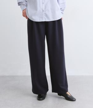 カットジョーゼットツータックセミワイドパンツ(ネイビー-F)