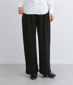 カットジョーゼットツータックセミワイドパンツ(クロ-F)