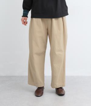 カラーソフトツイル脇タックコクーンパンツ(ベージュ-F)