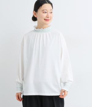 TC天竺×スモッキング刺繍プルオーバー長袖(オフホワイト-F)