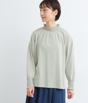 TC天竺×スモッキング刺繍プルオーバー長袖(ピスタチオ-F)