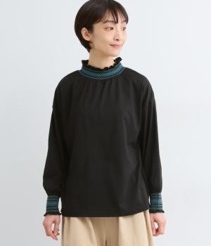 TC天竺×スモッキング刺繍プルオーバー長袖(クロ-F)