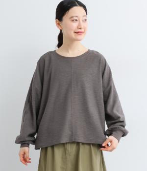 ソフトインレイ(裏面使い)切替えドルマンプルオーバー長袖(チャコール-F)
