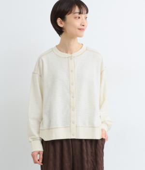 ソフトインレイ(裏面使い)クロップド丈カーディガン長袖(オフ-F)