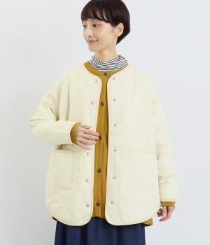 ダイヤキルト×フェイクウール クルーネックブルゾン(アイボリー-F)