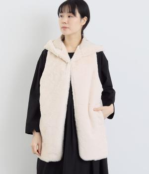 ファー×薄中綿キルト ベスト