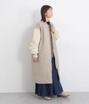 ツイルナイロン MA-1ロングブルゾンコート(グレー-F)