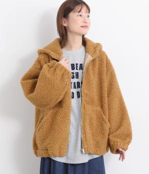 ミックスボア フード付きジップブルゾン(モカ-F)