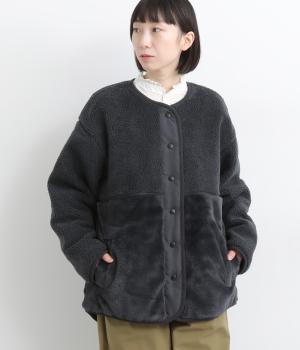ボア×ファー リバーシブルブルゾン(チャコール-F)