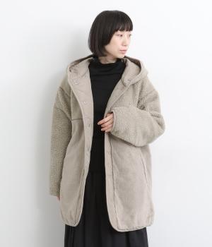 ボア×ファー リバーシブルフーディコート