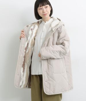 ボア×ファー リバーシブルフーディコート(アンニュイ柄-F)