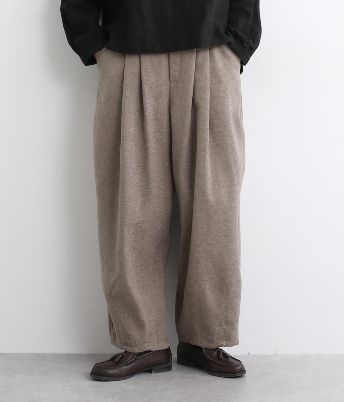 ニュアンスモールクロス裾ダーツランタンパンツ(アッシュブラウン-F)