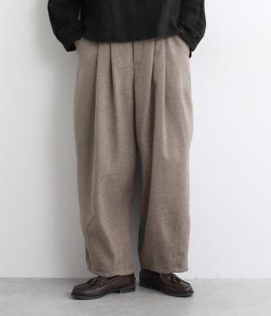 ニュアンスモールクロス裾ダーツランタンパンツ(アッシュブラウン-F)