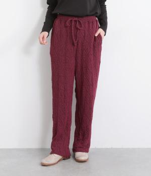 ふくれジャカードイージーパンツ(ワイン-F)