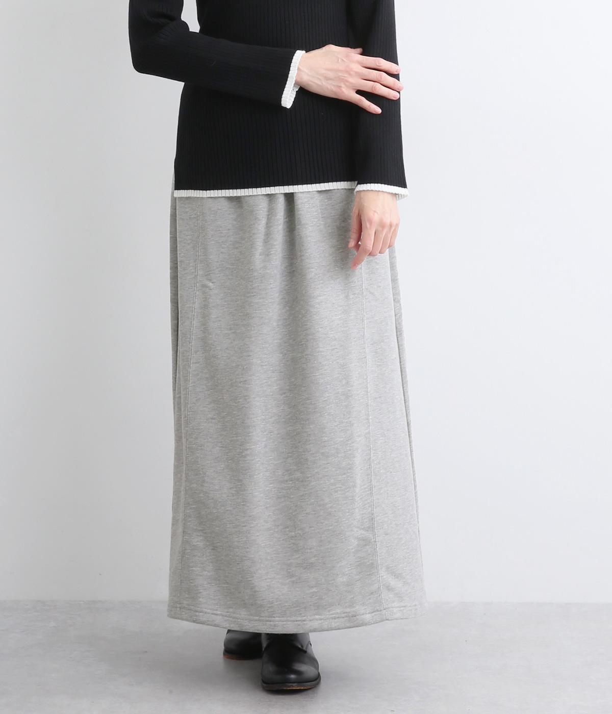 裏毛切替ナロースカート(杢グレー-F)