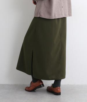 カットジョーゼットイージーフレアスカート(カーキ-F)