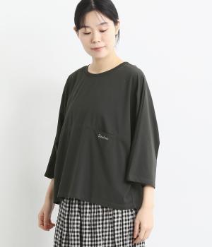 コットンシルケット風天竺切替8分袖ドルマンプルオーバー