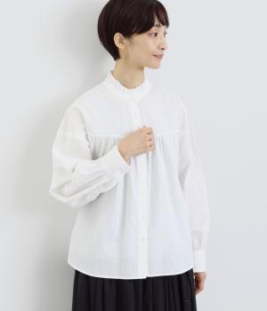 襟フリルボリュームブラウス