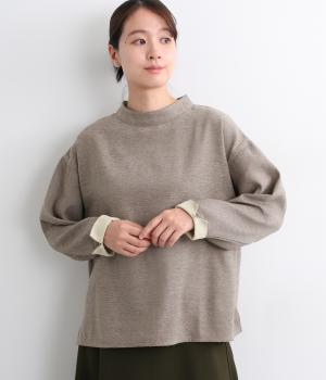 ニュアンスモールクロススタンダードカラーTEEブラウス(アッシュブラウン-F)