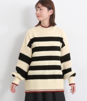 ミックスボーダープルオーバー(オフ×クロ-F)